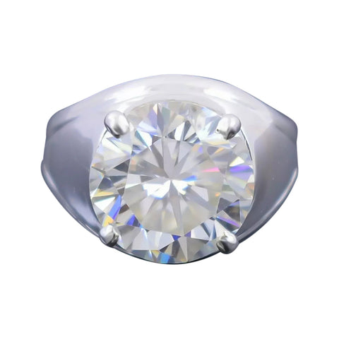10.10 ct DEW Off White Treated Moissanite Solitaire Men's Ring in Cert 18K Gold Plated 18K Gold Plated