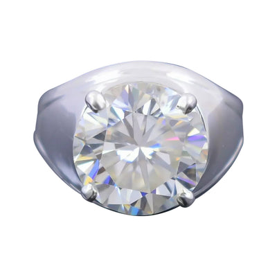 10.10ct DEW White Moissanite Round Solitaire Ring