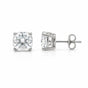4 ct DEW Cushion White Moissanite Certified Stud Earrings In Vermeil 925 Silver