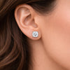 4 ct DEW Cushion White Moissanite Certified Stud Earrings In Vermeil 925 Silver