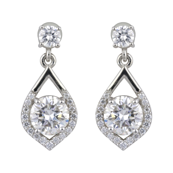 5 ct DEW White Moissanite Dangler Earrings Gold Vermeil Certified Beautiful