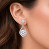 5 ct DEW White Moissanite Dangler Earrings Gold Vermeil Certified Beautiful