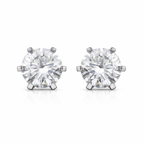 1.80 Ct Round Cut Lab Grown Diamond Stud Earrings — VS1 Clarity, 18k Gold Vermeil