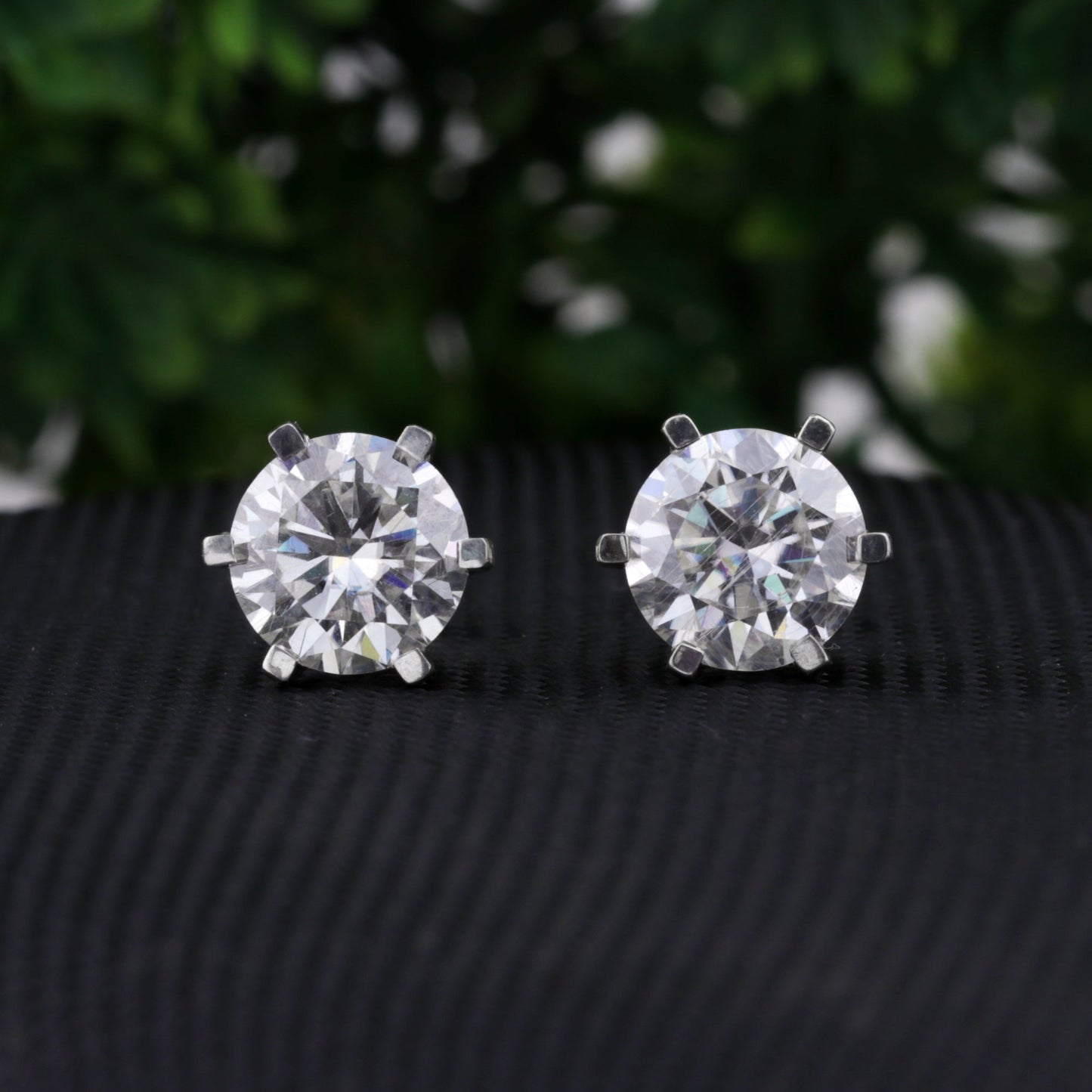 5 ct DEW Off-White Moissanite Stud Earrings Gold Vermeil Treated Certified Sparkle
