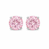 3.60 Ct Round Cut Pink Lab Grown Diamond Stud Earrings — VS1 Clarity, 18k Gold Vermeil