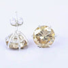 5.50 ct DEW Champagne Moissanite Stud Earrings Gold Vermeil Certified Brilliant