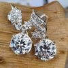 5 ct DEW White Moissanite Dangler Earrings Gold Vermeil Treated Certified Stunning