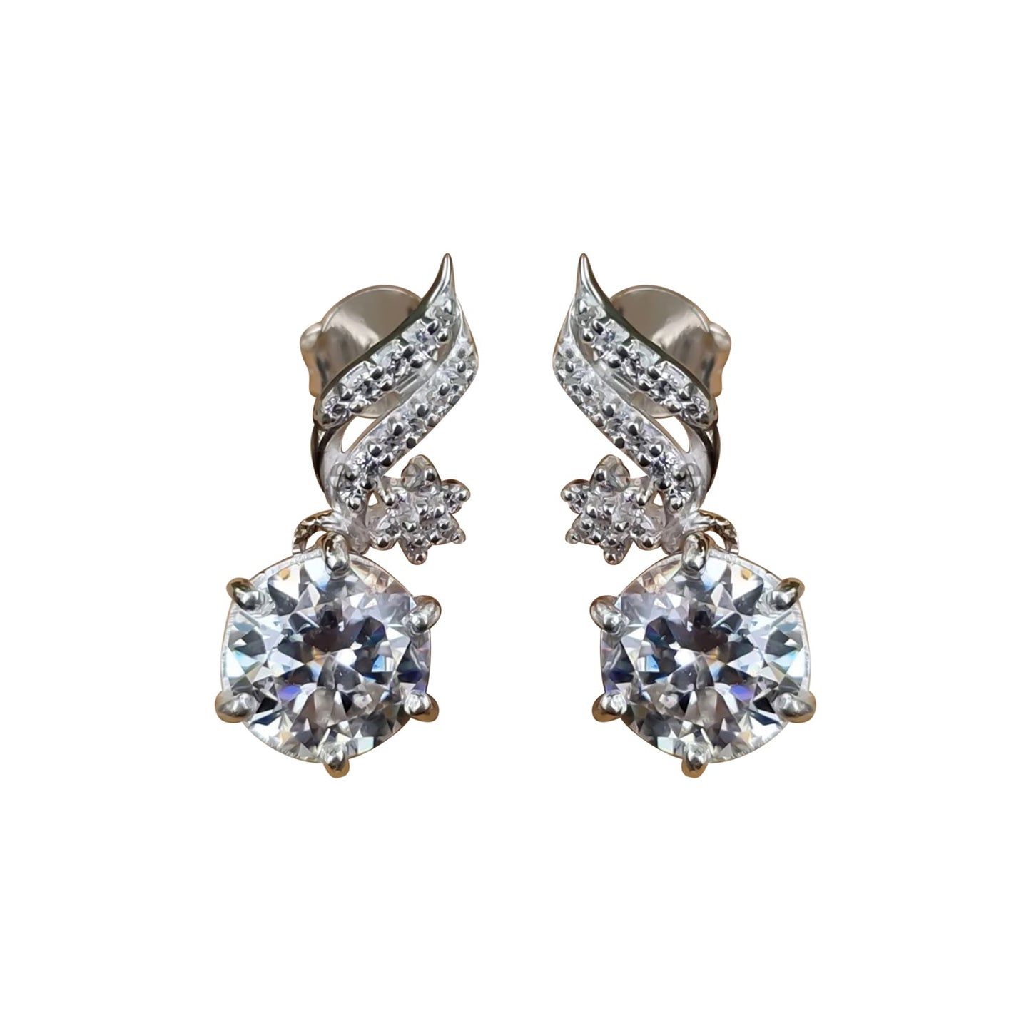 5 ct DEW White Moissanite Dangler Earrings Gold Vermeil Treated Certified Stunning