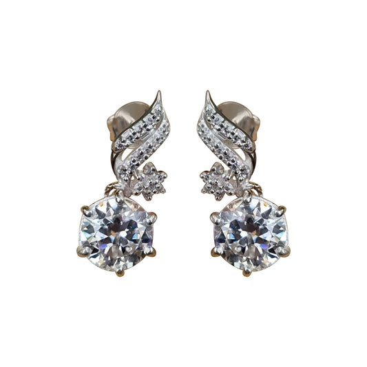 5 ct DEW White Moissanite Dangler Earrings Gold Vermeil Treated Certified Stunning
