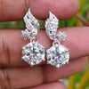 5 ct DEW White Moissanite Dangler Earrings Gold Vermeil Treated Certified Stunning