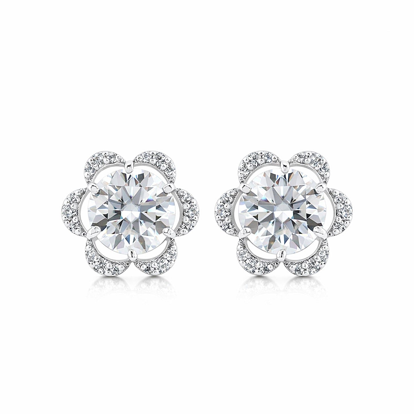 2.50 Ct Round Cut Lab Grown Diamond Stud Earrings — VS1 Clarity, 18k Gold Vermeil