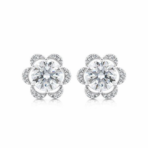 4.60 ct DEW Off-White Moissanite Stud Earrings Gold Vermeil Certified Shining Look