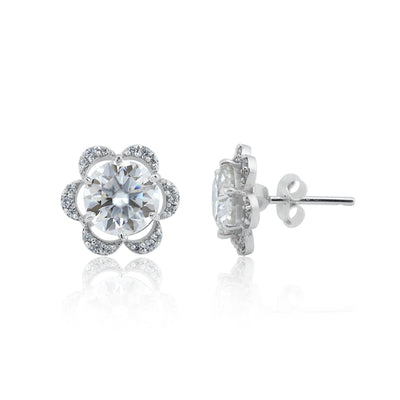 4.60 ct DEW Off-White Moissanite Stud Earrings Gold Vermeil Certified Shining Look