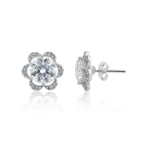 4.60 ct DEW Off-White Moissanite Stud Earrings Gold Vermeil Certified Shining Look