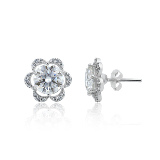 4.60 ct DEW Off-White Moissanite Stud Earrings Gold Vermeil Certified Shining Look