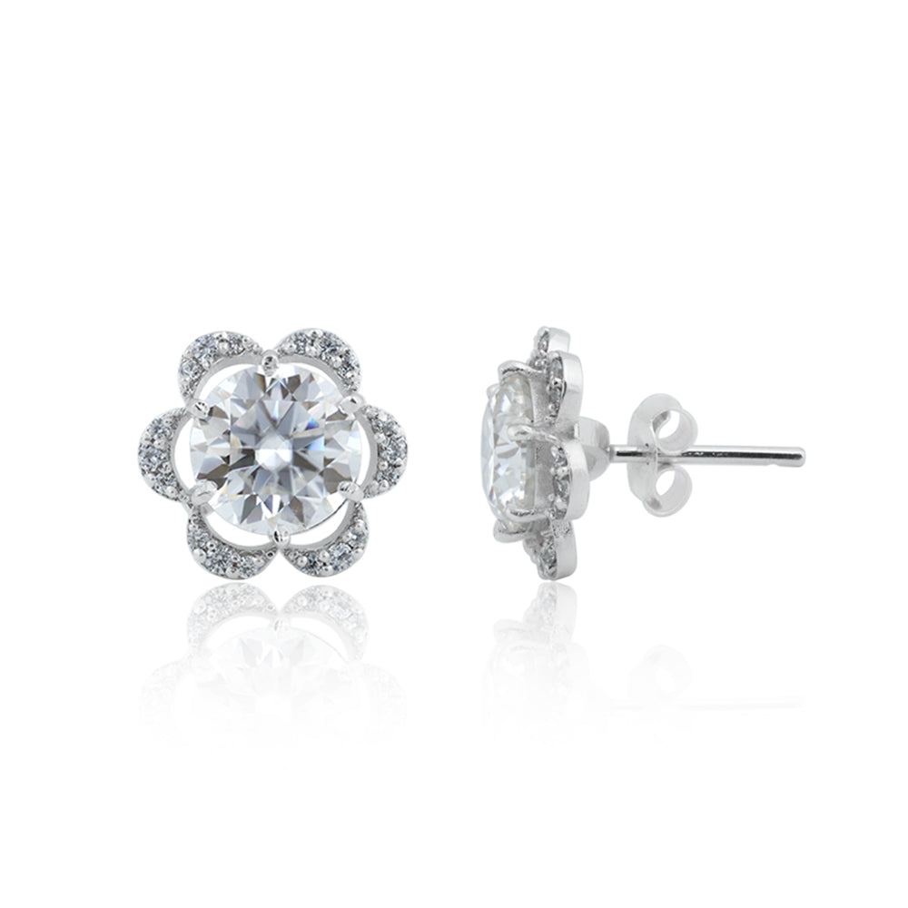 2.50 Ct Round Cut Lab Grown Diamond Stud Earrings — VS1 Clarity, 18k Gold Vermeil