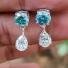 6.50 ct DEW Blue & White Moissanite Dangle Earrings Gold Vermeil – Summer Sale Gift