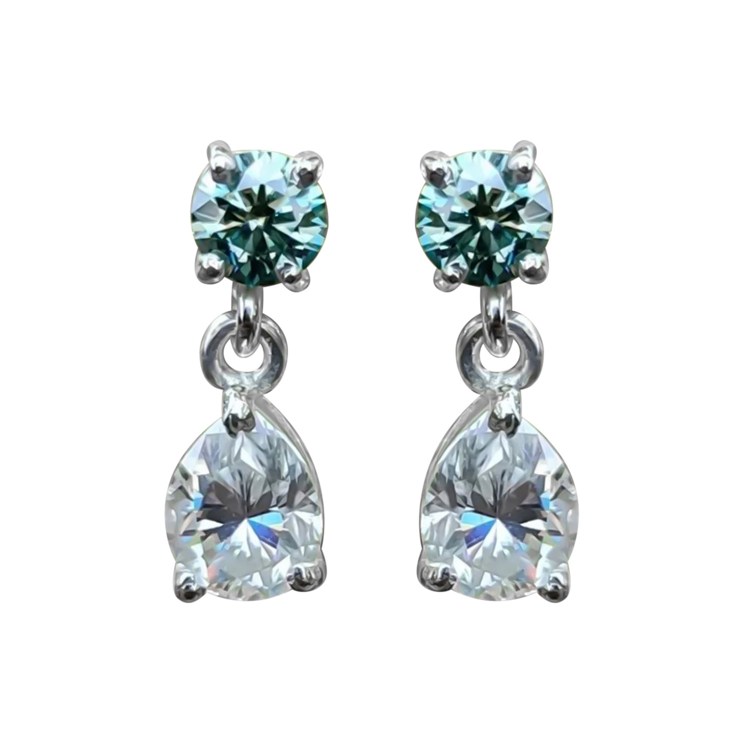 6.50 ct DEW Blue & White Moissanite Dangle Earrings Gold Vermeil – Summer Sale Gift