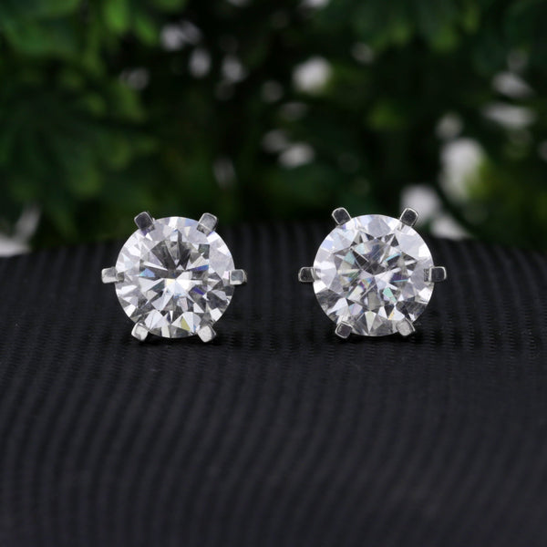 10.00 ct DEW Certified White Moissanite Studs Earrings In Gold Vermeil