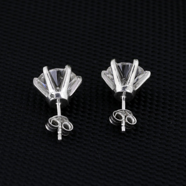 Certified 10.00 ct DEW Round Cut White Moissanite Studs In Gold Vermeil