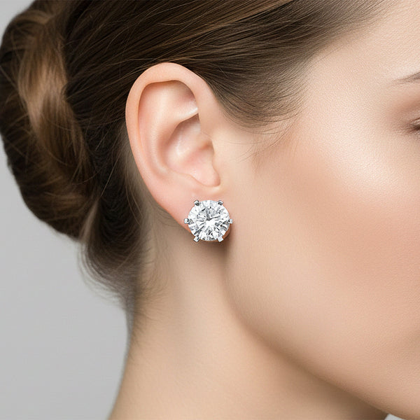 10.00 ct DEW Certified White Moissanite Studs Earrings In Gold Vermeil