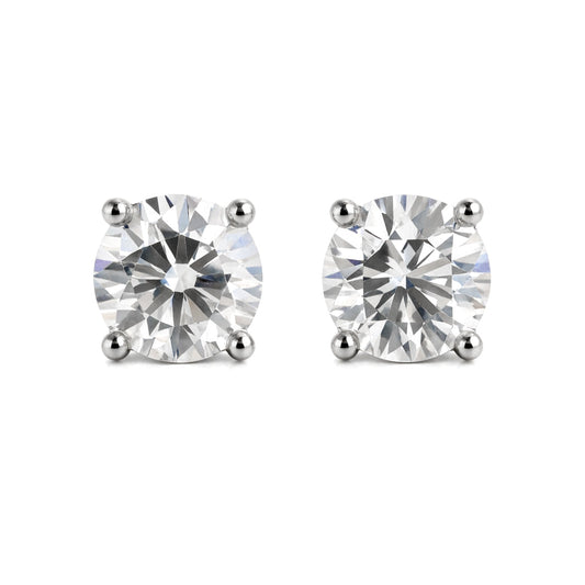 2.90 Ct Round Cut Lab Grown Diamond Stud Earrings — VS1 Clarity, 18k Gold Vermeil