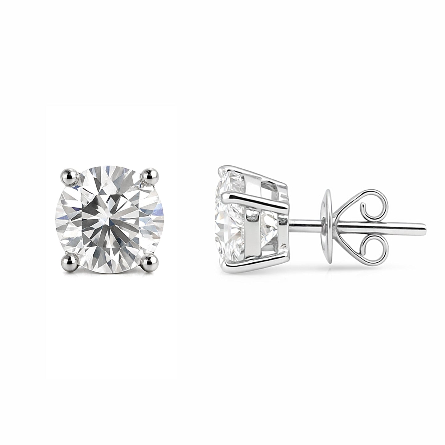 2.90 Ct Round Cut Lab Grown Diamond Stud Earrings — VS1 Clarity, 18k Gold Vermeil