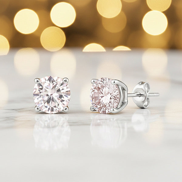3.00 ct DEW Pink Moissanite Stud Earrings Gold Vermeil – Elegant Birthday Jewellery