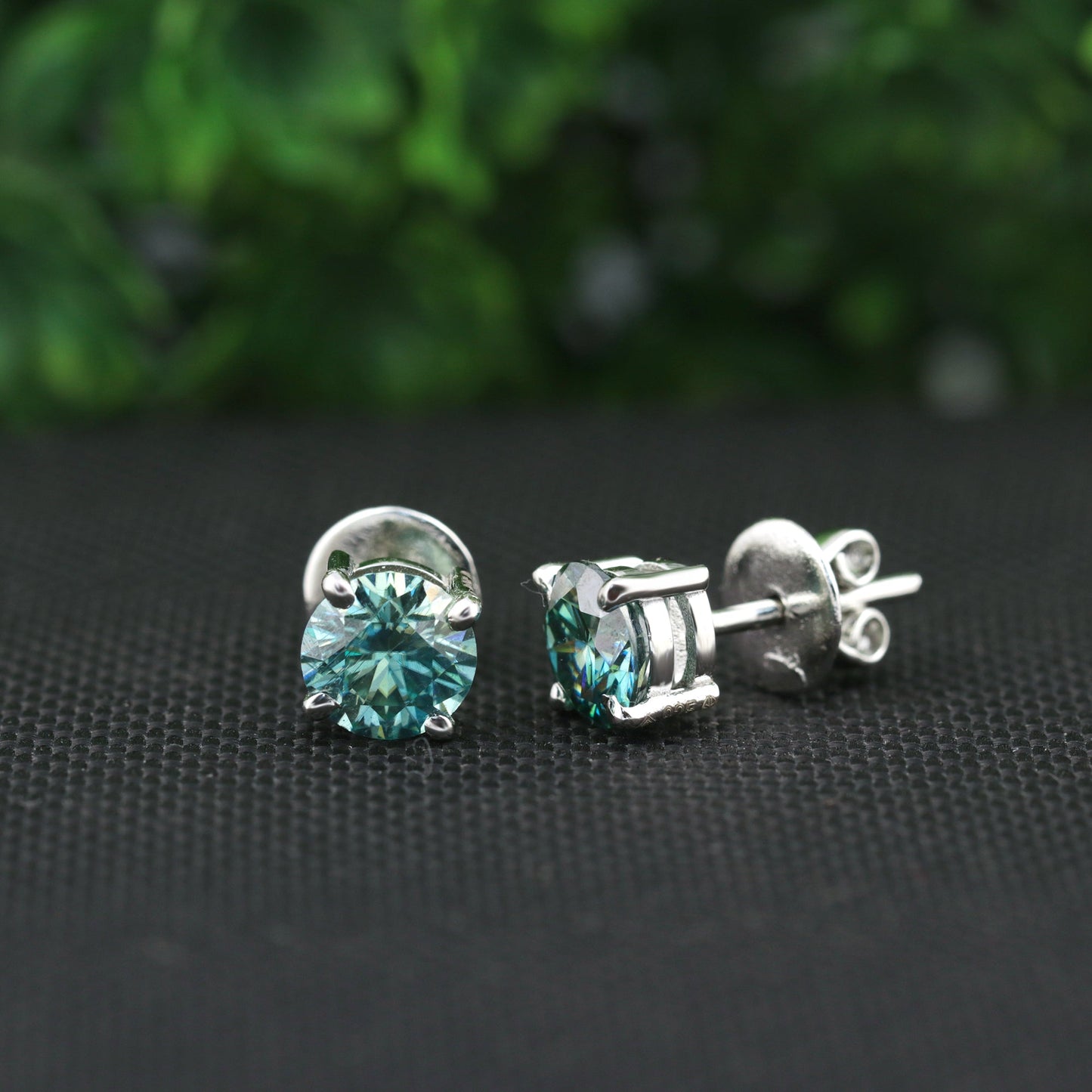 4.00 ct DEW Blue Moissanite Stud Earrings in Gold Vermeil – 4th July Gift Deal