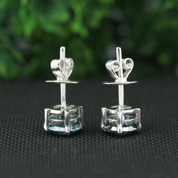 4.00 ct DEW Blue Moissanite Stud Earrings in Gold Vermeil – 4th July Gift Deal