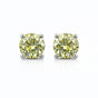 3.60 Ct Round Cut Green Lab Grown Diamond Stud Earrings — VS1 Clarity, 18k Gold Vermeil