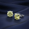 3.60 Ct Round Cut Green Lab Grown Diamond Stud Earrings — VS1 Clarity, 18k Gold Vermeil