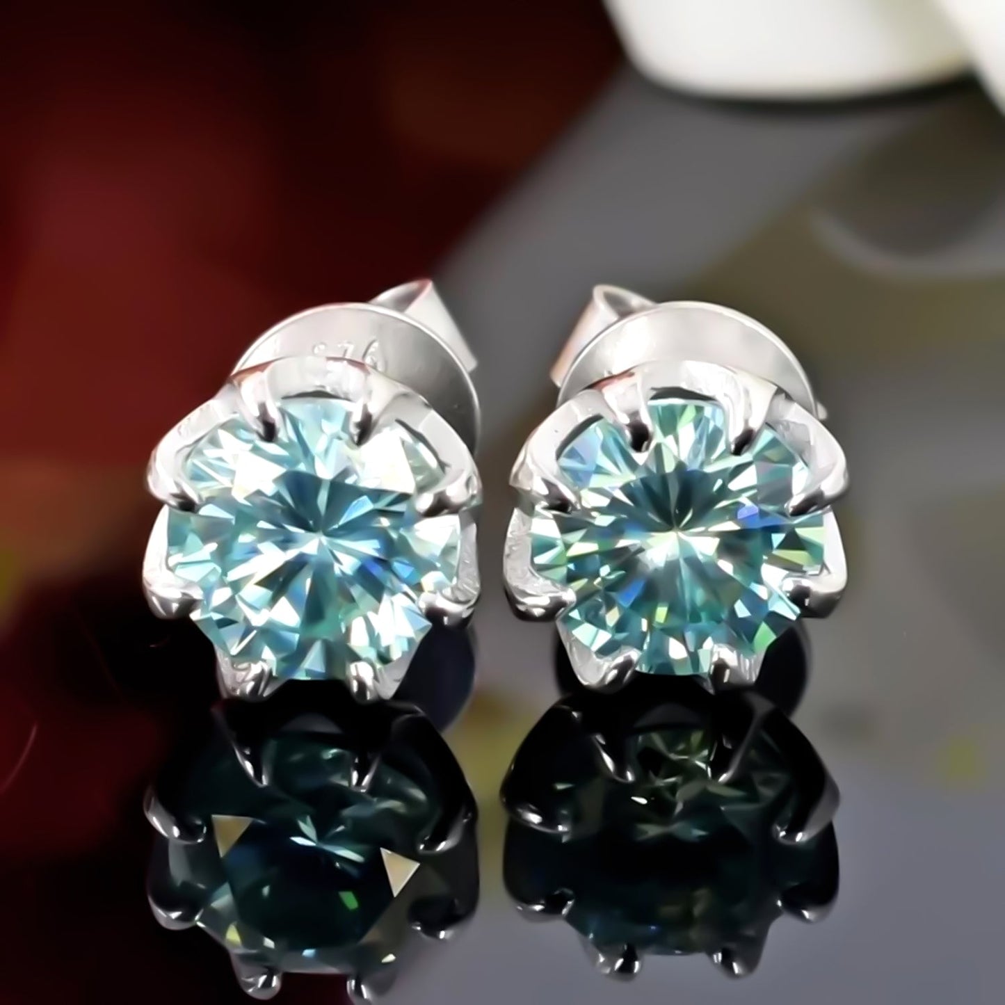 6.00 ct DEW Blue Moissanite Stud Earrings in Gold Vermeil – Festive Sparkle Deal