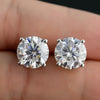 7.30 ct DEW Round White Moissanite Stud Earrings Gold Vermeil – Holiday Gift Idea