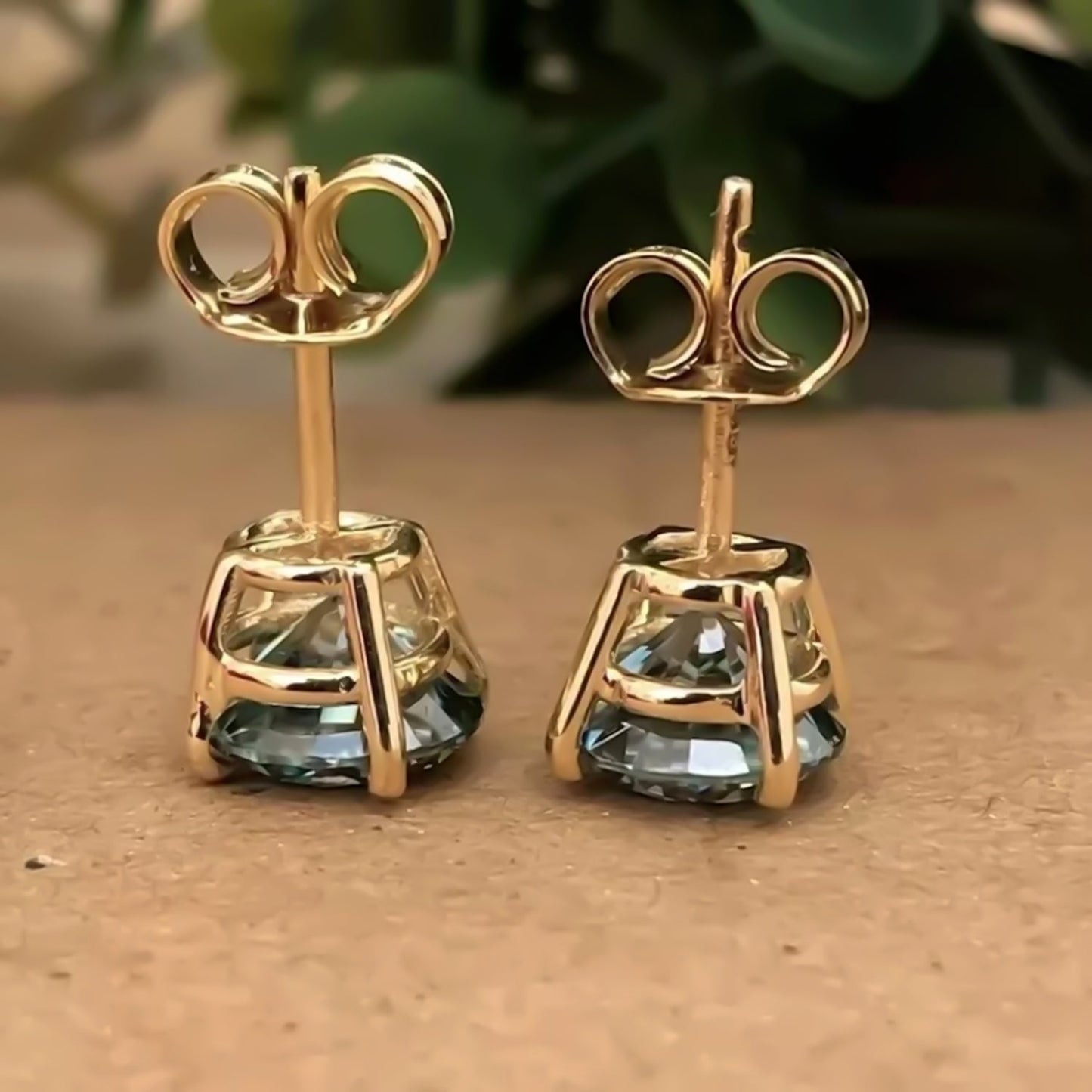 5.00 ct DEW Blue Moissanite Stud Earrings Gold Vermeil – Anniversary Gift Jewellery