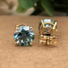5.00 ct DEW Blue Moissanite Stud Earrings Gold Vermeil – Anniversary Gift Jewellery