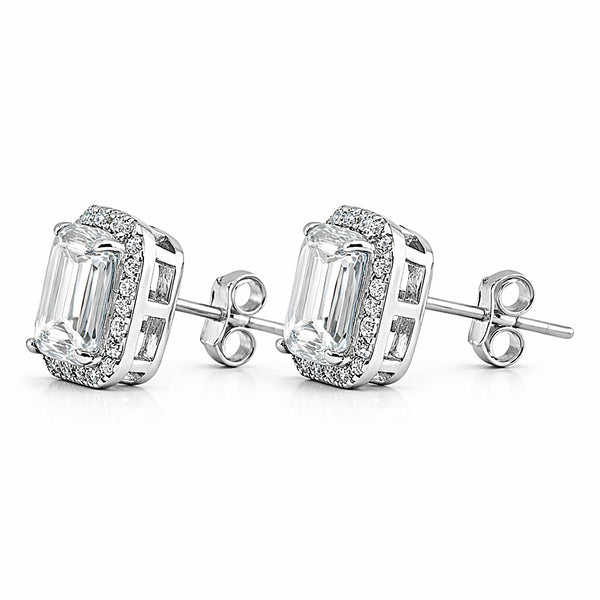 5.00 ct DEW Emerald Cut White Moissanite Studs Gold Vermeil – Elegant Gift Idea