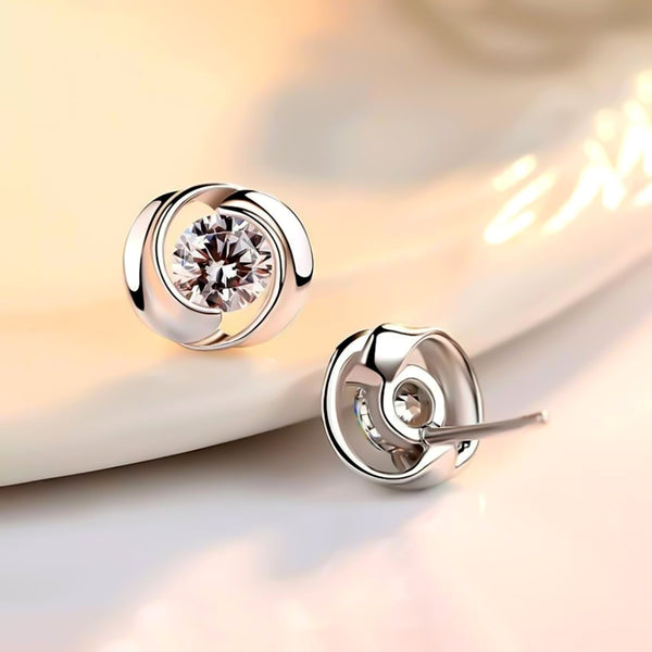 6.40 ct DEW Round White Moissanite Stud Earrings Gold Vermeil – Party Wear Gift