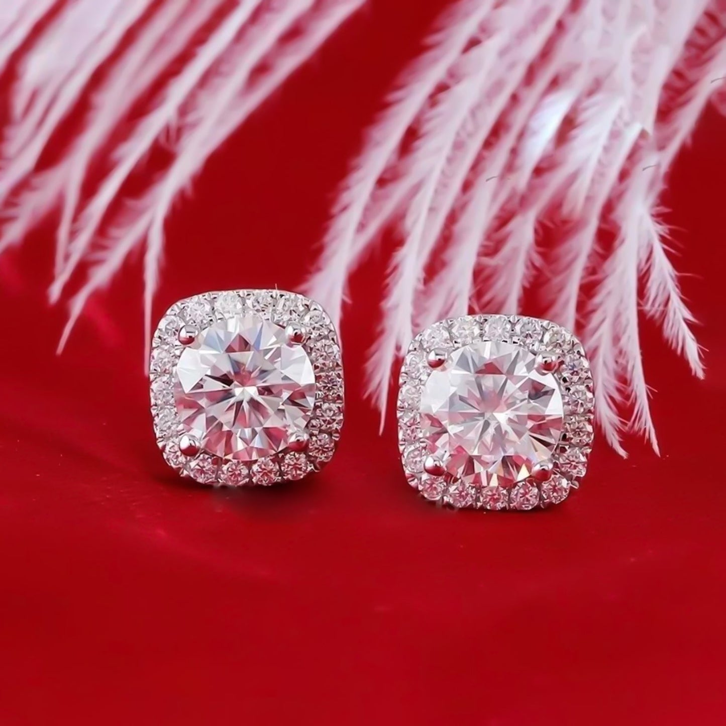 6.80 ct DEW Round White Moissanite Stud Earrings Gold Vermeil – Sparkle This July