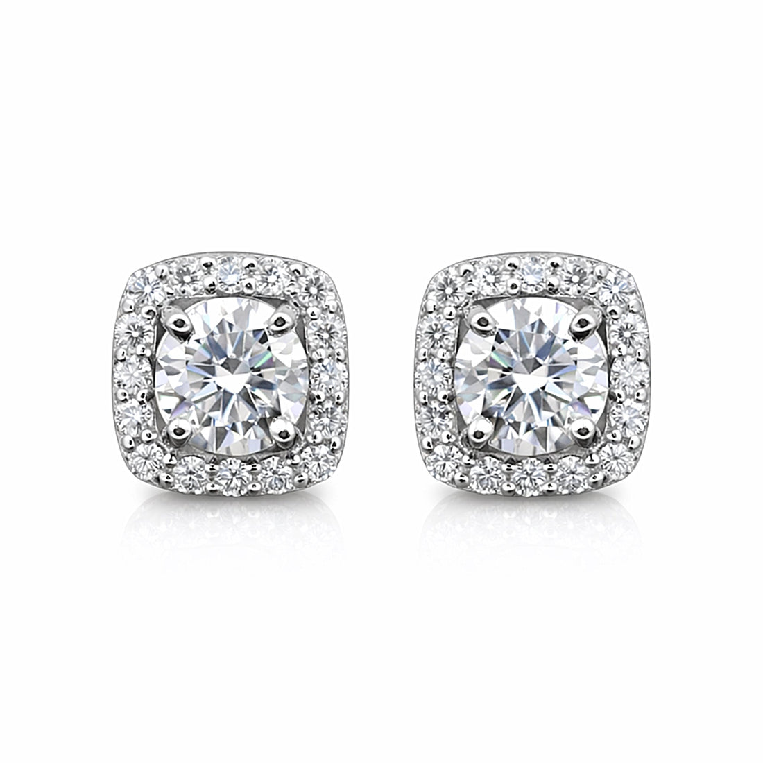 6.80 ct DEW Round White Moissanite Stud Earrings Gold Vermeil – Sparkle This July