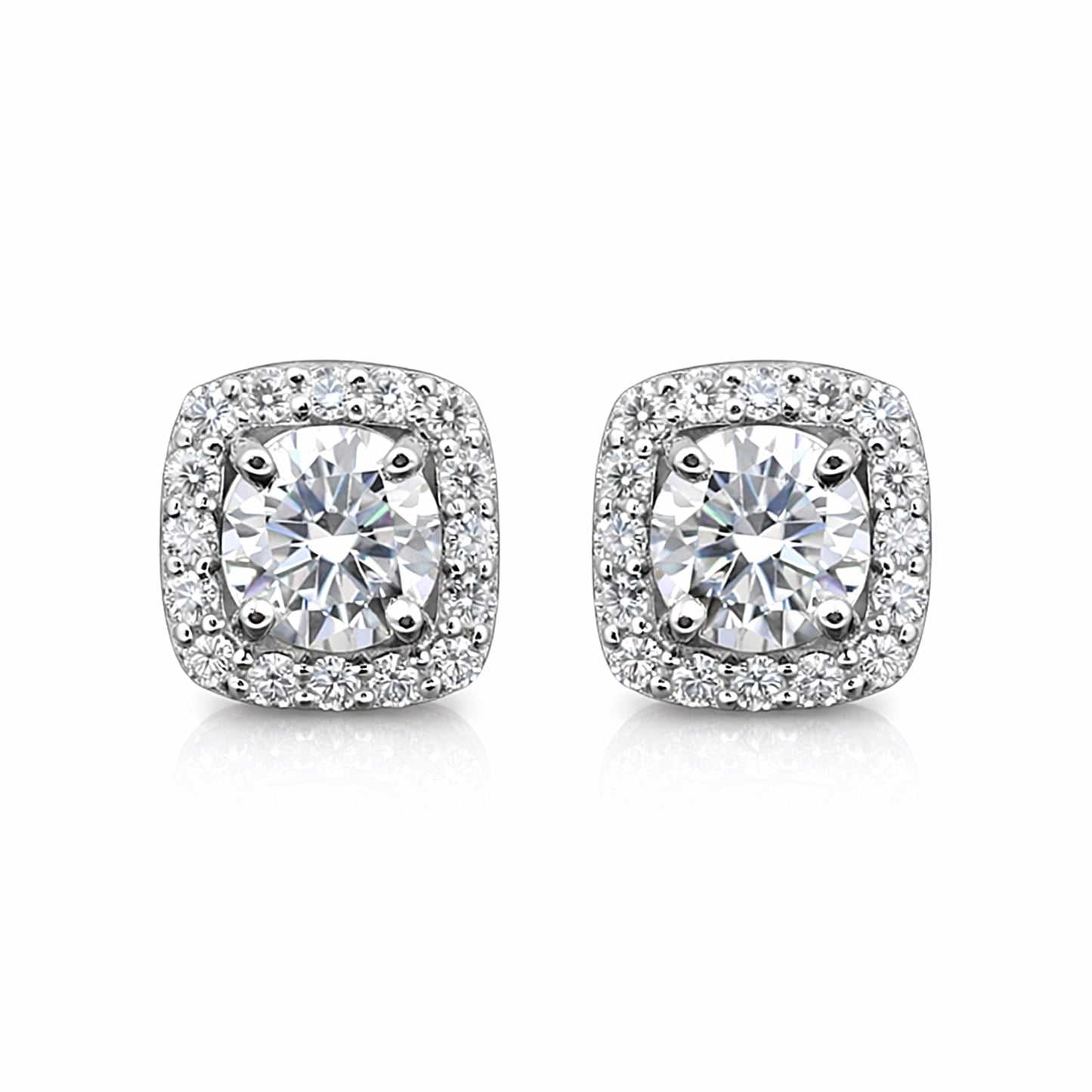6.80 ct DEW Round White Moissanite Stud Earrings Gold Vermeil – Sparkle This July