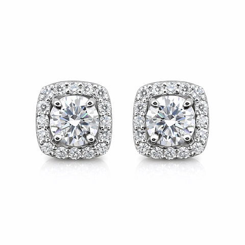 6.80 ct DEW Round White Moissanite Stud Earrings Gold Vermeil – Sparkle This July