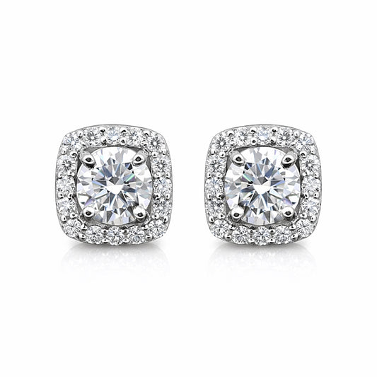 6.80 ct DEW Round White Moissanite Stud Earrings Gold Vermeil – Sparkle This July