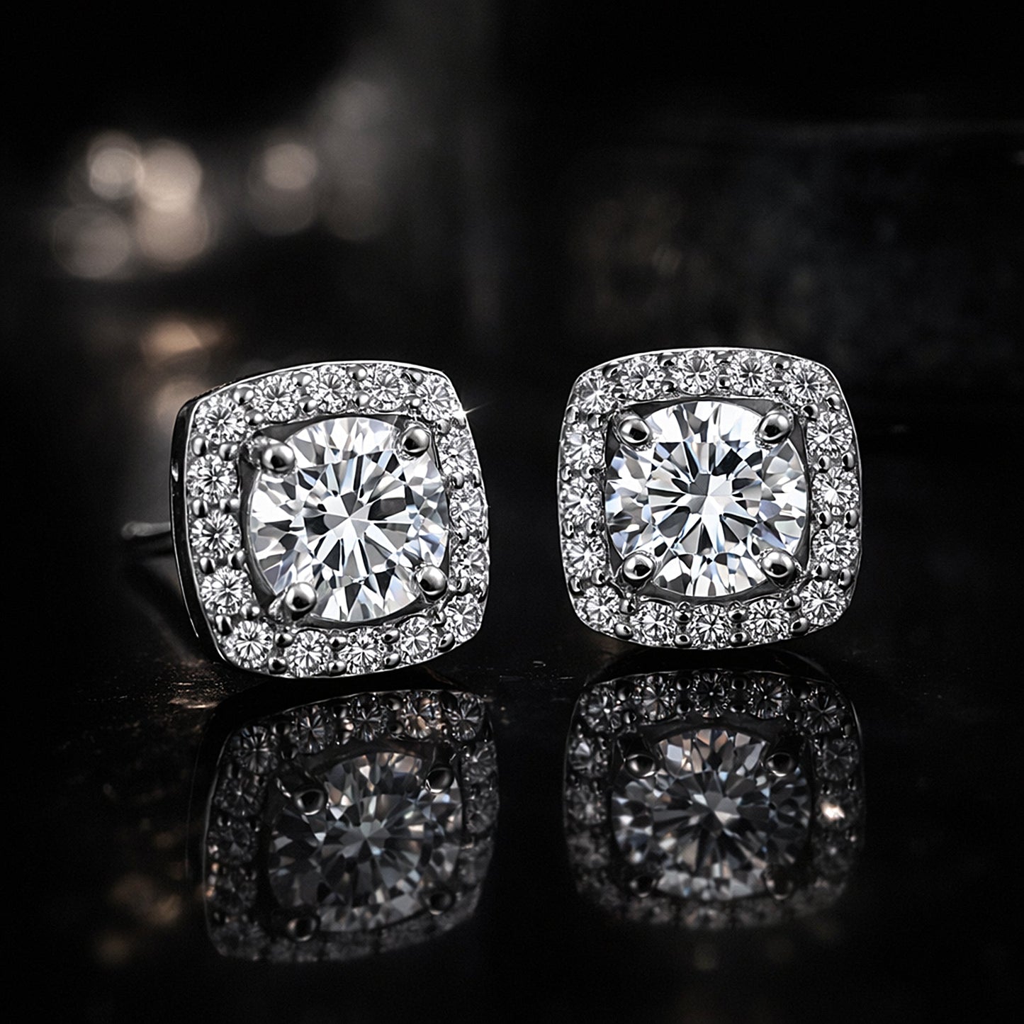 6.80 ct DEW Round White Moissanite Stud Earrings Gold Vermeil – Sparkle This July