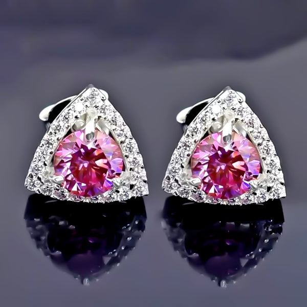 3.50 ct DEW Certified Pink Moissanite Earrings Gold Vermeil Birthday Jewellery Gift