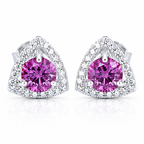 3.50 ct DEW Certified Pink Moissanite Earrings Gold Vermeil Birthday Jewellery Gift