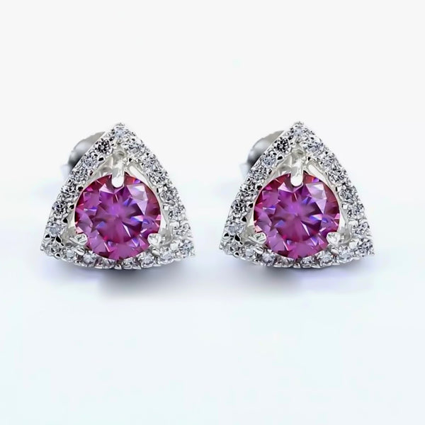 3.50 ct DEW Certified Pink Moissanite Earrings Gold Vermeil Birthday Jewellery Gift