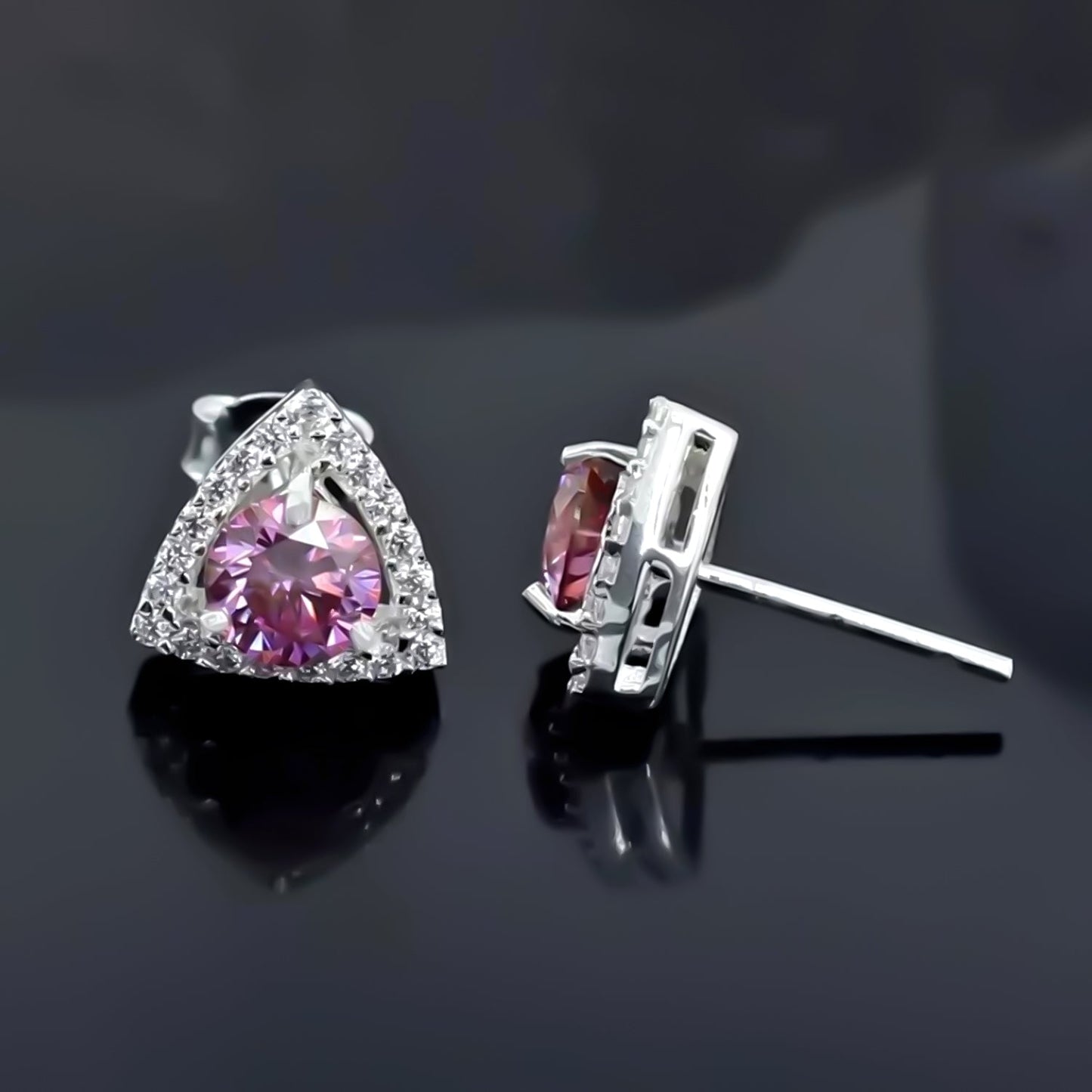 3.50 ct DEW Certified Pink Moissanite Earrings Gold Vermeil Birthday Jewellery Gift