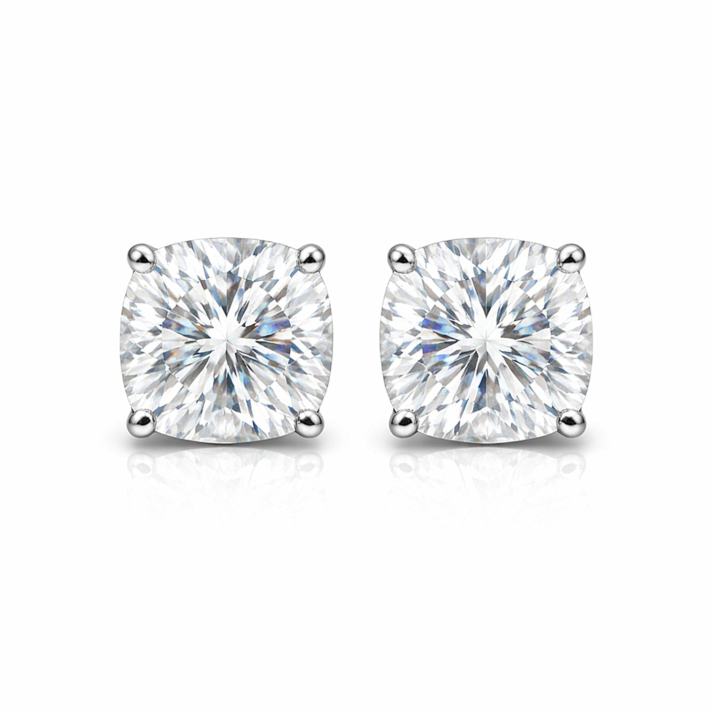 5 ct DEW Cushion Cut Off-White Moissanite Studs Gold Vermeil – Summer Gift Deal