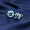 5.80 ct DEW Blue Moissanite Stud Earrings Gold Vermeil – Dazzling 4th July Gift